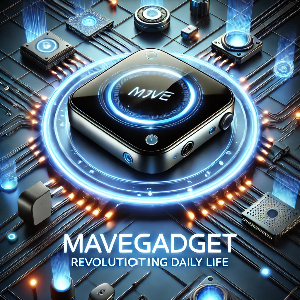 "A modern gadget surrounded by futuristic glowing circuits and smart devices, symbolizing innovation and productivity."